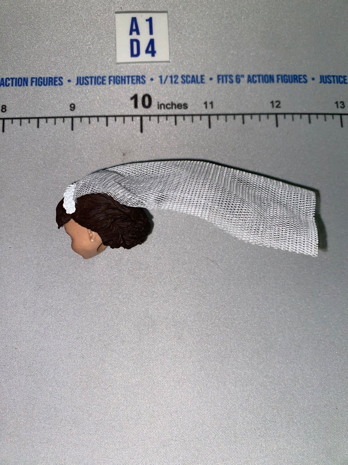 1/12 Scale Female Bride Head Sculpt with Dark Hair and Wedding Veil - Neca