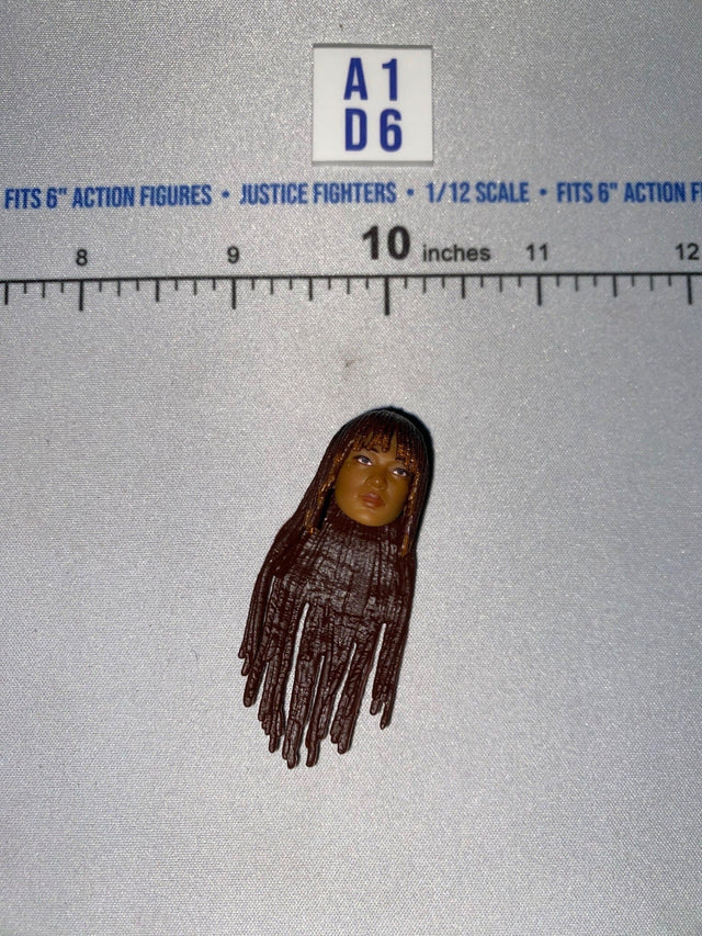 1/12 Scale Star Wars Black Series Female Head Sculpt with Long Brown Braided Hair