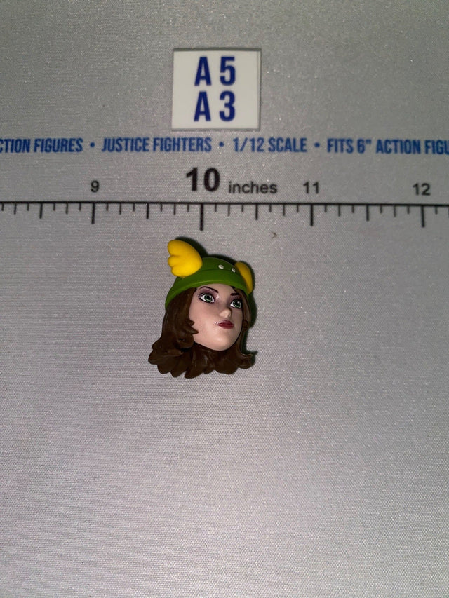 1/12 Scale Female Head Sculpt with Green Hat and Brown Hair