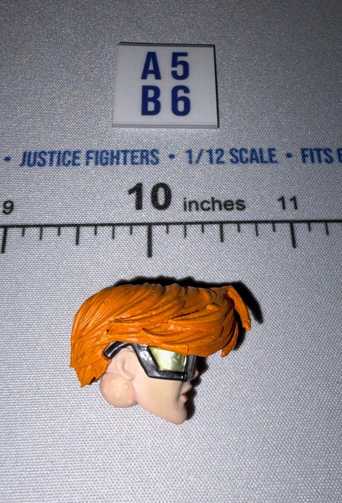 1/12 Scale Male Head Sculpt with Long Orange Hair and Goggles