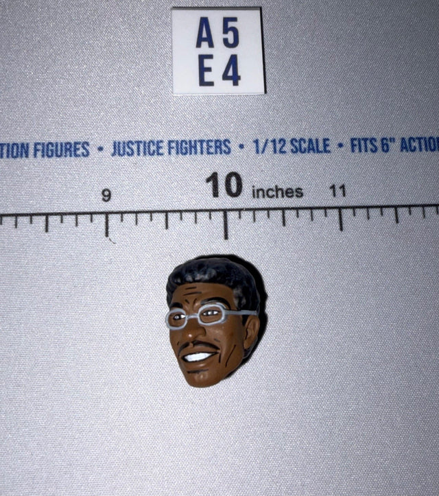1/12 Scale Male Head Sculpt with Glasses - African American - Smiling