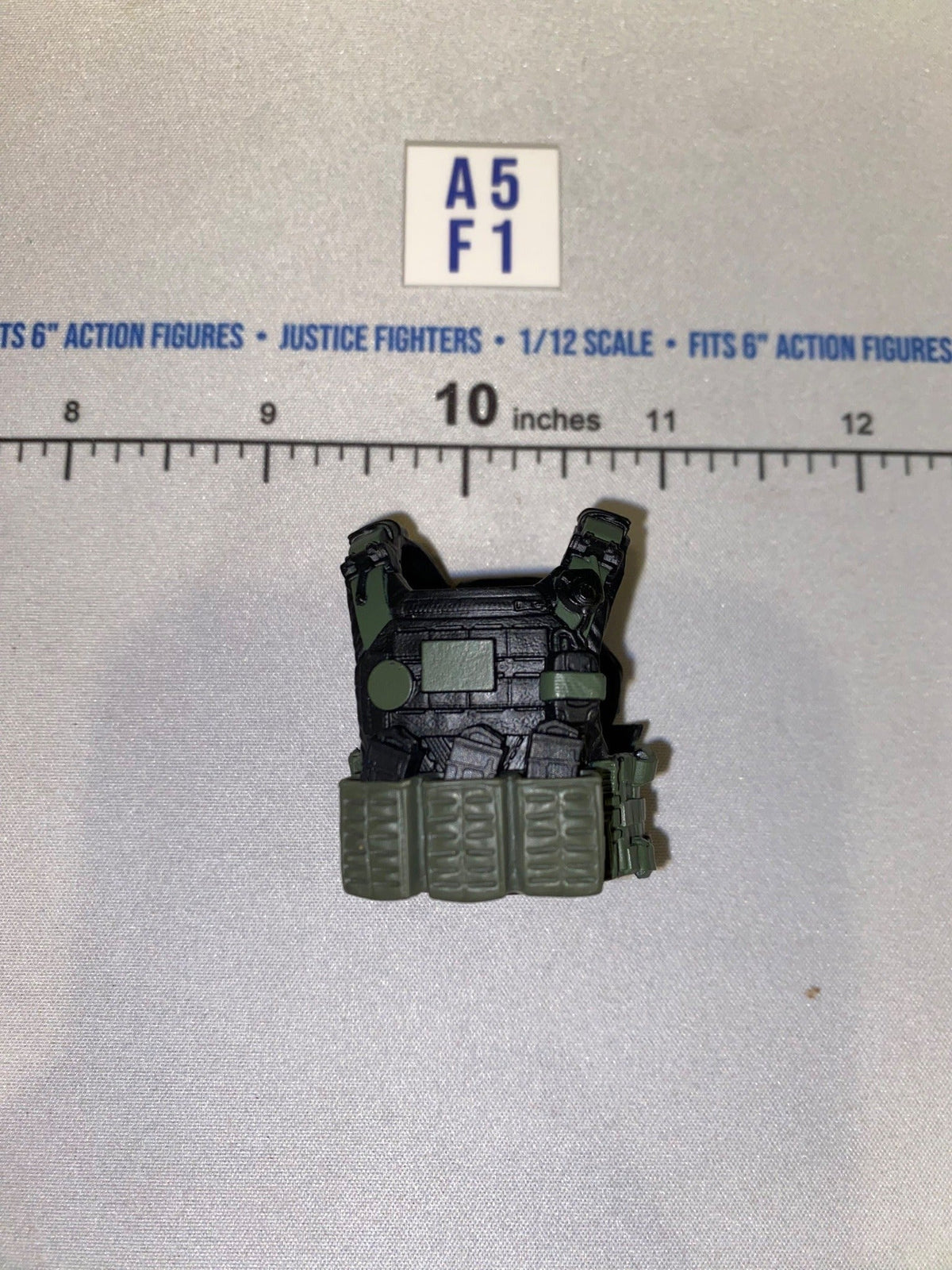 1/12 Scale Valaverse Modern Era Olive Drab and Black Tactical Plate Carrier Vest with Ammunition Pouches