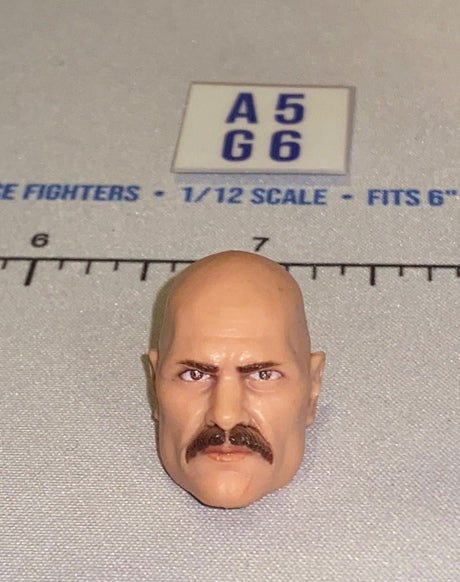 1/12 Scale Male Head Sculpt Bald with Mustache - Valaverse