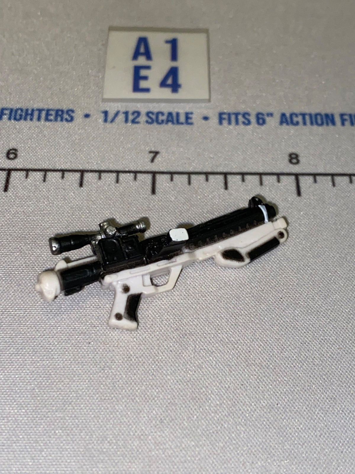 1/12 Scale Star Wars Black Series First Order Stormtrooper Blaster Rifle with Scope - White and Black