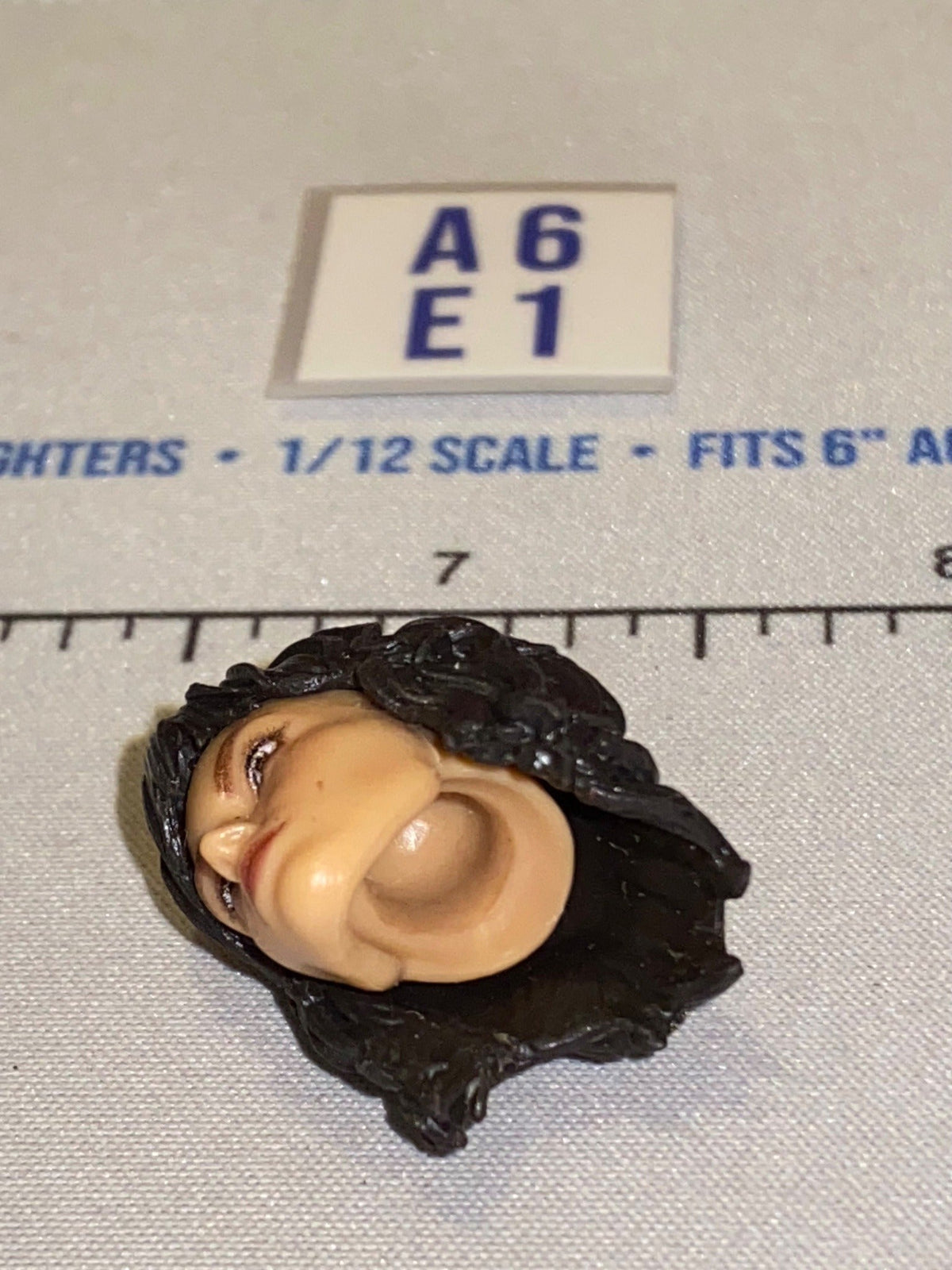 1/12 Scale Female Head Sculpt with Long Dark Hair