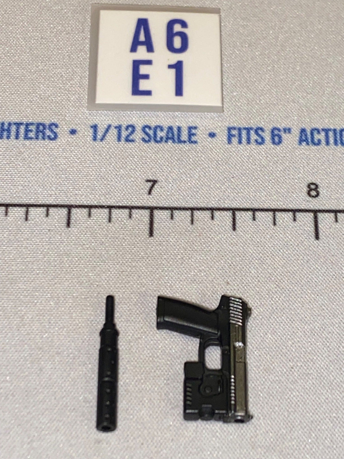 1/12 Scale Modern Era Pistol with Suppressor and Tactical Light - Valaverse