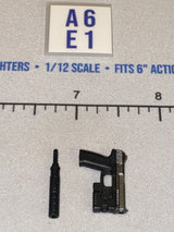 1/12 Scale Modern Era Pistol with Suppressor and Tactical Light - Valaverse