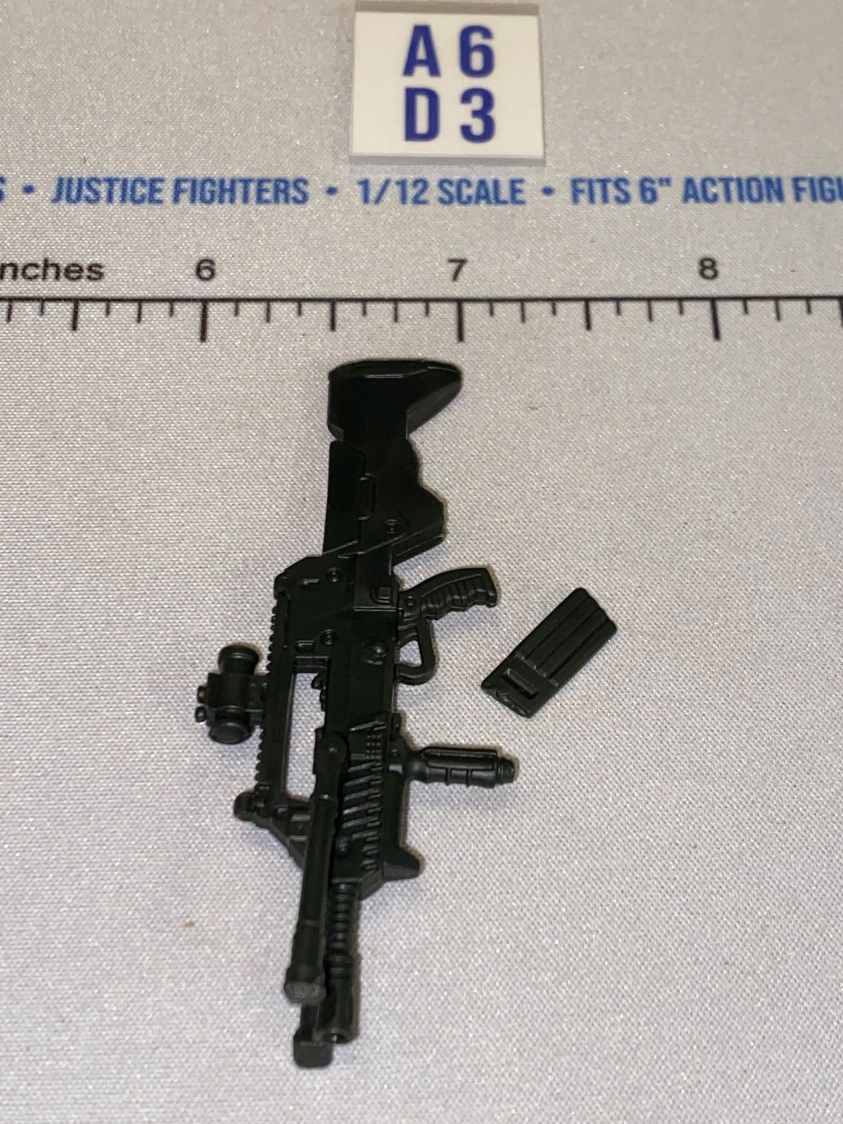1/12 Scale Modern Era Assault Rifle with Scope, Bipod and Vertical Grip - Black