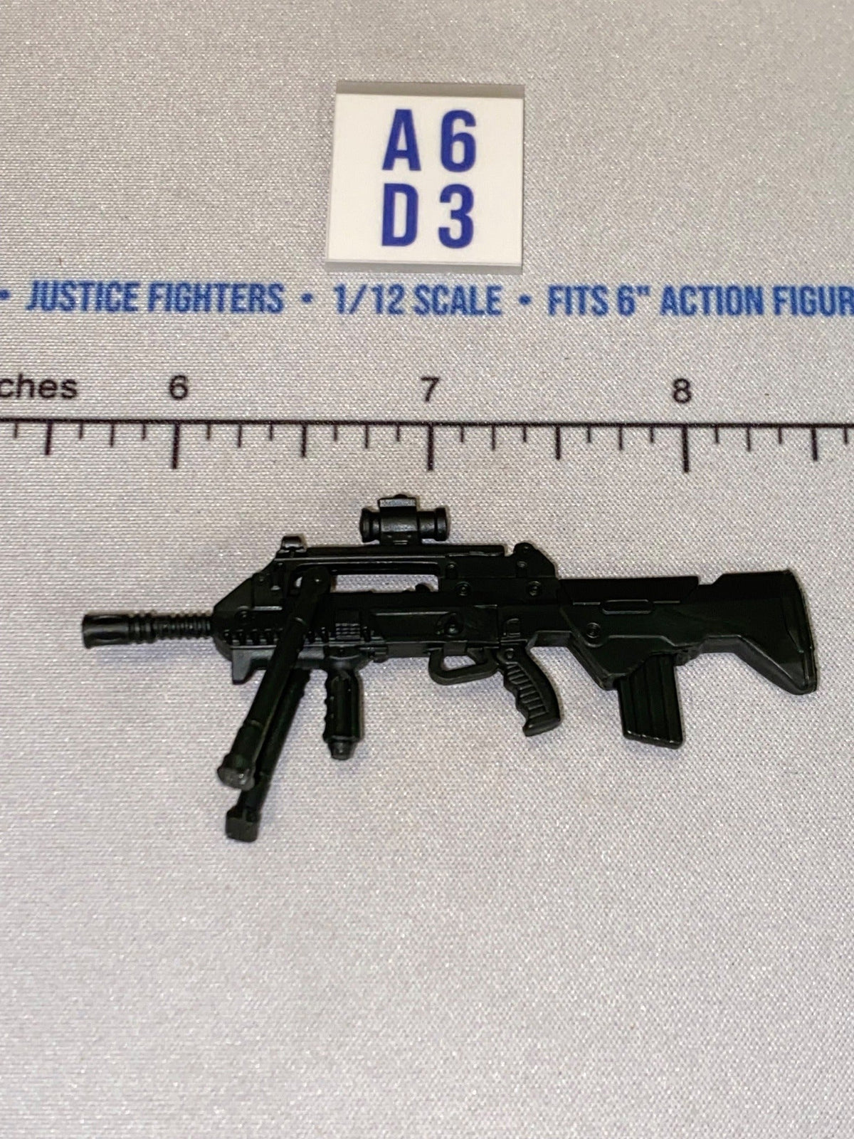 1/12 Scale Modern Era Assault Rifle with Scope, Bipod and Vertical Grip - Black