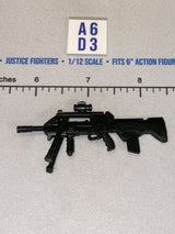 1/12 Scale Modern Era Assault Rifle with Scope, Bipod and Vertical Grip - Black