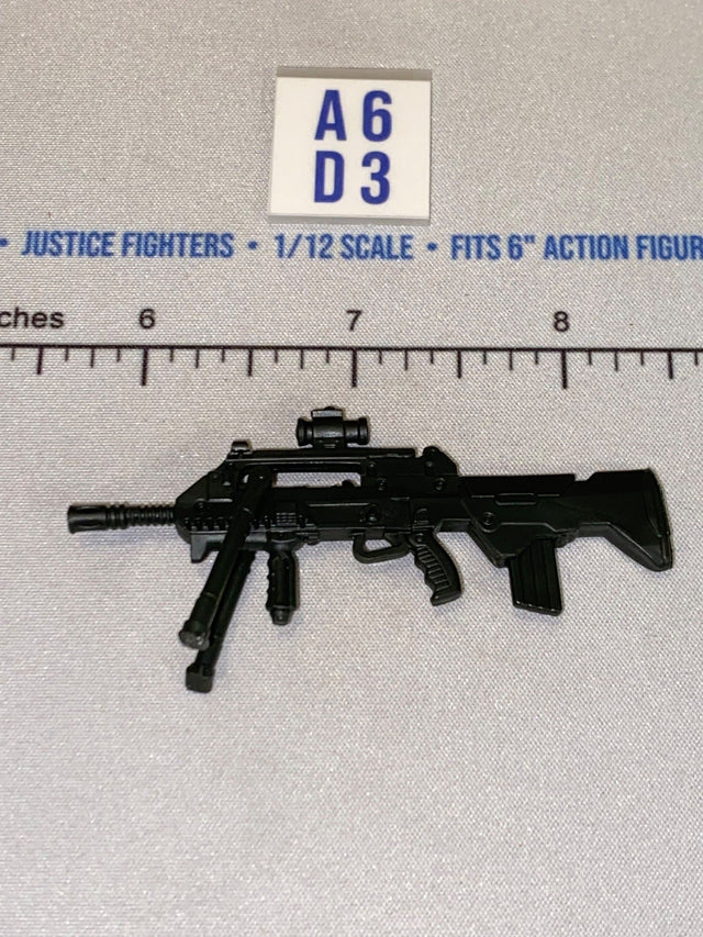 1/12 Scale Modern Era Assault Rifle with Scope, Bipod and Vertical Grip - Black