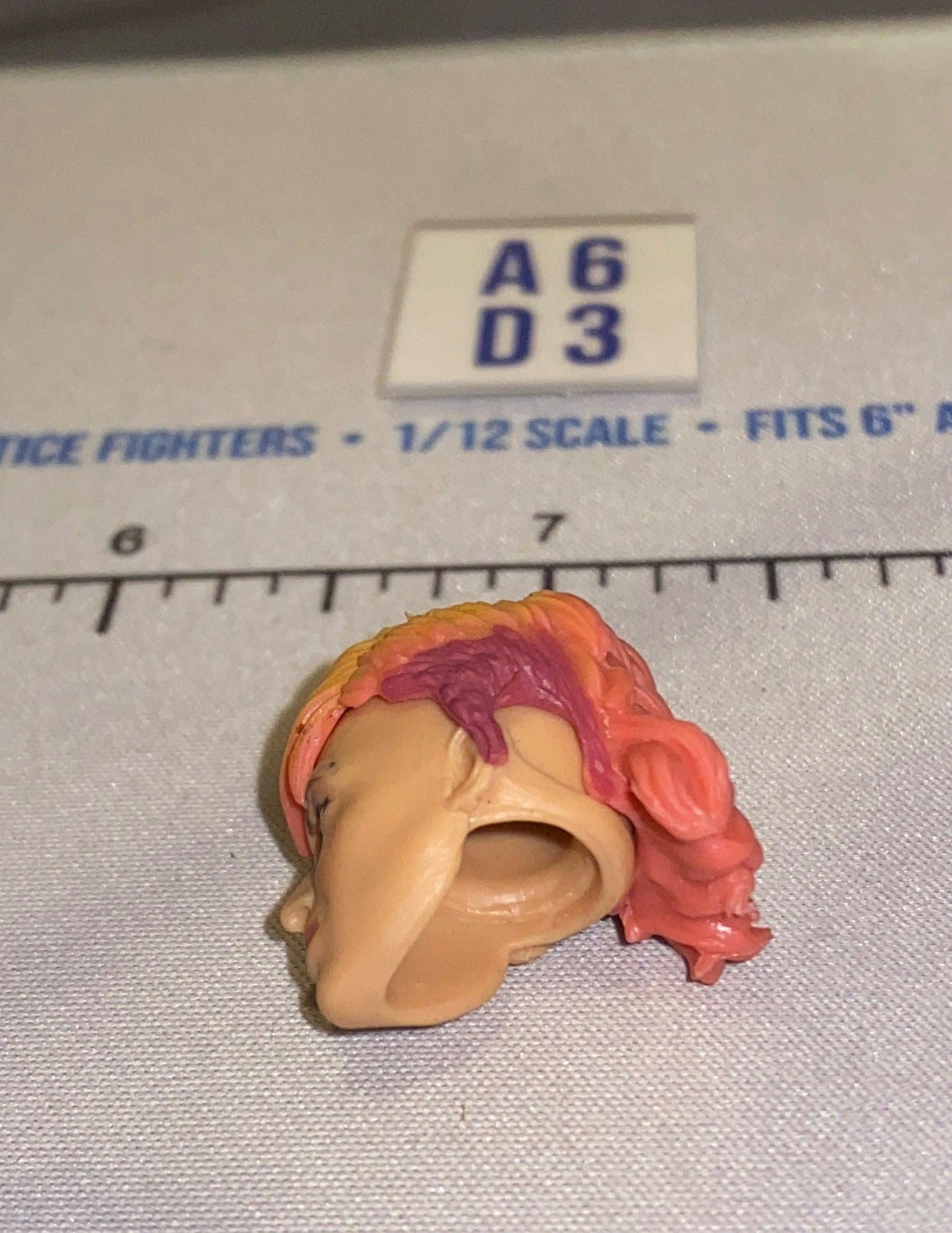 1/12 Scale Female Head Sculpt with Long Red and Pink Hair - GI Joe Classified