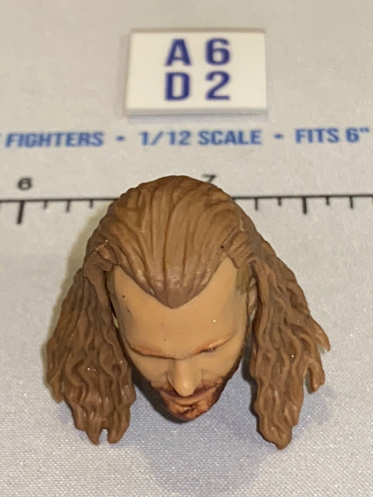 1/12 Scale Male Head Sculpt with Long Hair and Beard - Mattel WWE