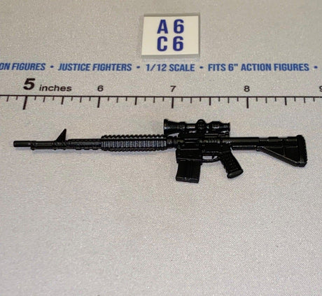 1/12 Scale Modern Era Assault Rifle with Scope and Rail Handguard - Black