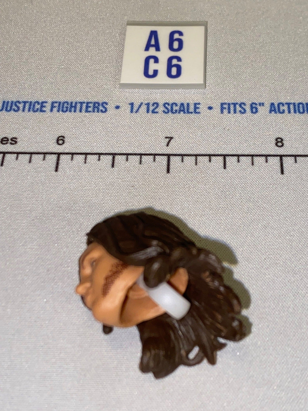 1/12 Scale Head Sculpt with Long Dark Hair and Earring - Mattel WWE