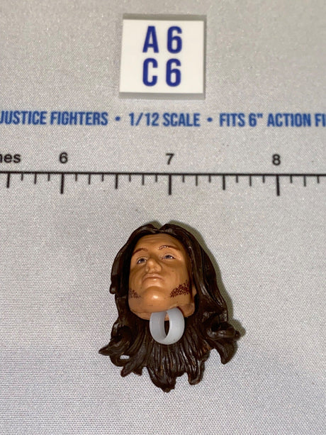 1/12 Scale Head Sculpt with Long Dark Hair and Earring - Mattel WWE