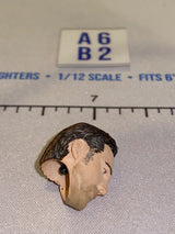 1/12 Scale Male Head Sculpt with Short Dark Hair and Stubble - Parted Right