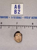 1/12 Scale Male Head Sculpt with Short Dark Hair and Stubble - Parted Right
