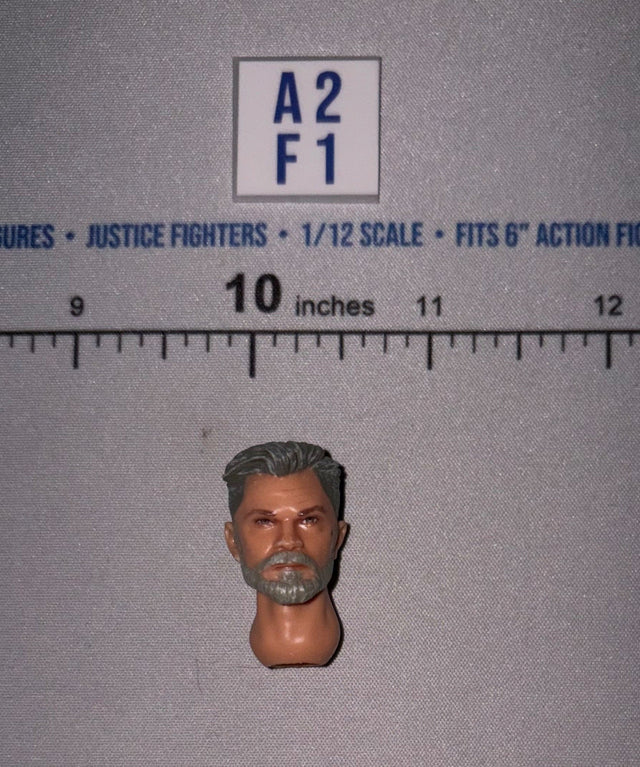 1/12 Scale Star Wars Black Series Male Head Sculpt with Short Grey Hair and Grey Beard