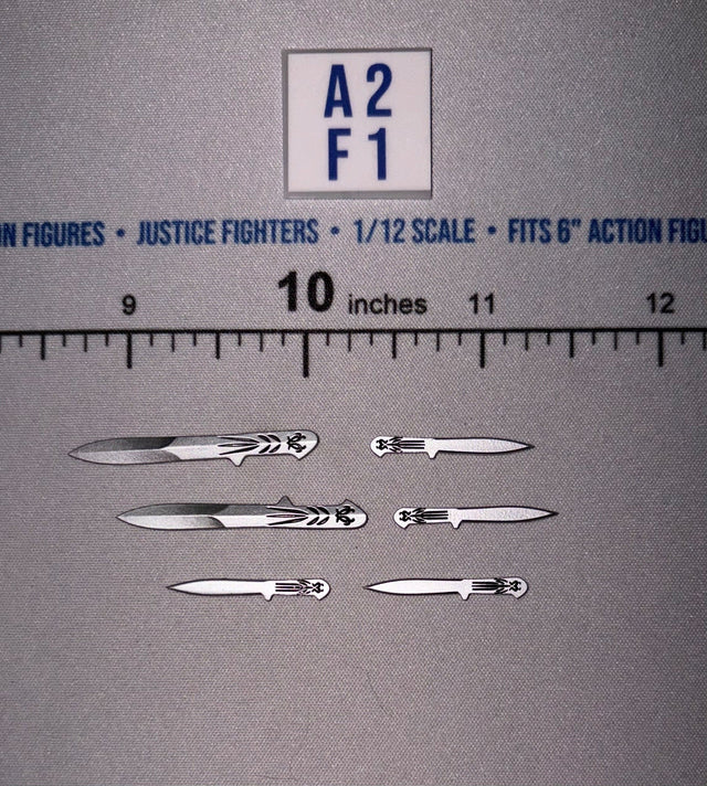 1/12 Scale Throwing Knife Set - Six Piece