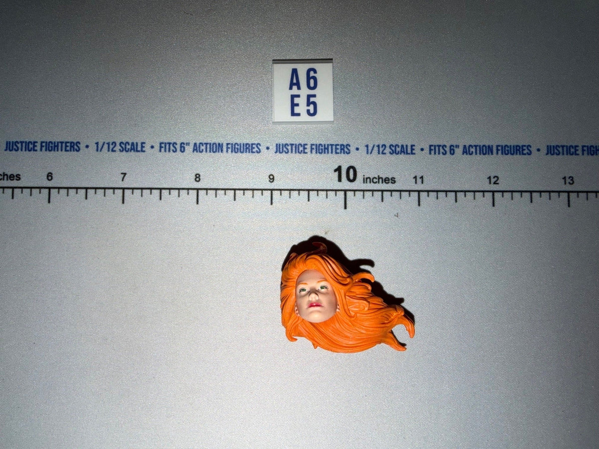 1/12 Scale Fantasy Female Head Sculpt with Long Red Hair