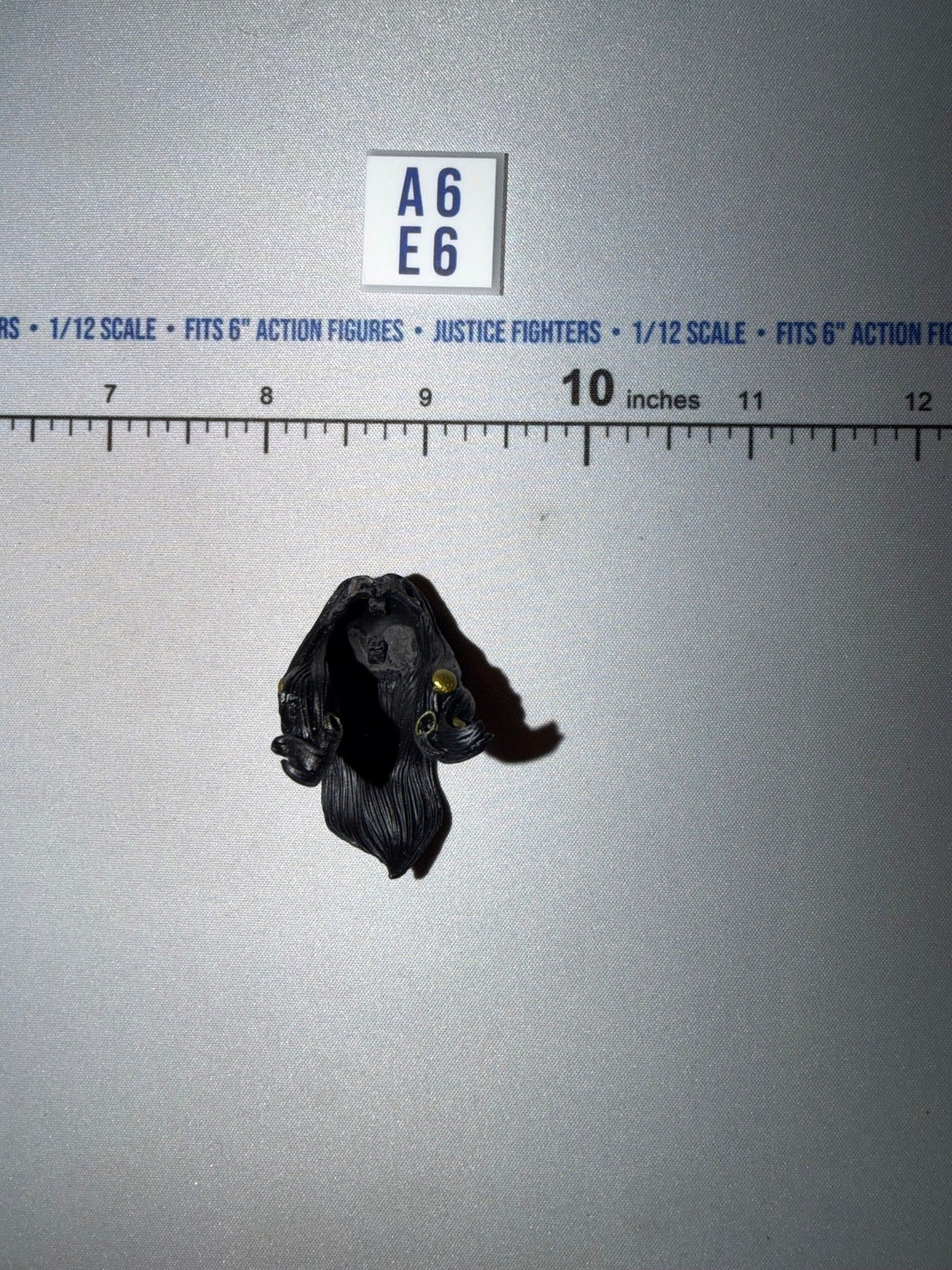 1/12 Scale Long Dark Hair for Head Sculpt with Earrings - Marvel Legends