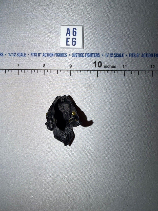1/12 Scale Long Dark Hair for Head Sculpt with Earrings - Marvel Legends