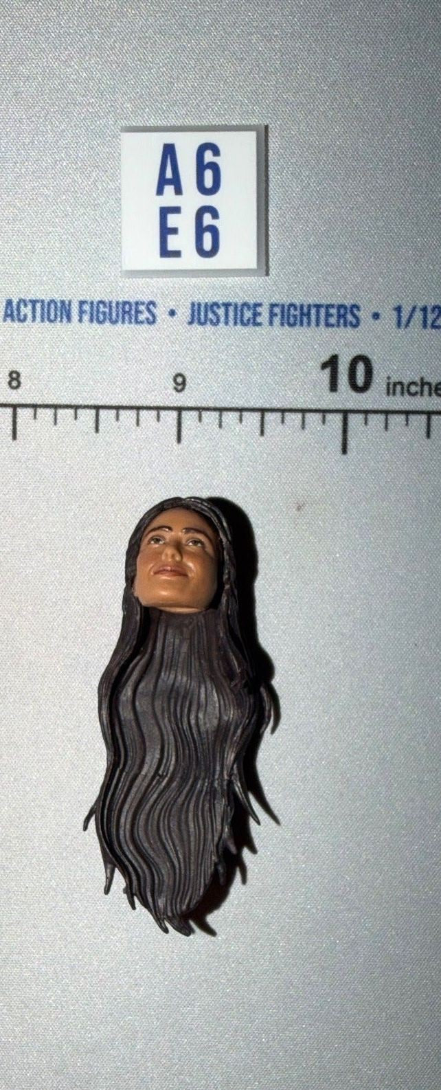 1/12 Scale Female Head Sculpt with Long Dark Wavy Hair