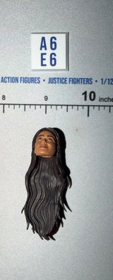 1/12 Scale Female Head Sculpt with Long Dark Wavy Hair