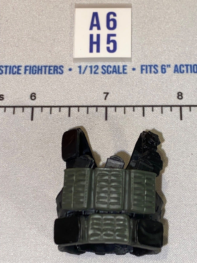 1/12 Scale Modern Era Olive Drab and Black Tactical Plate Carrier Vest with Ammunition Pouches - Valaverse