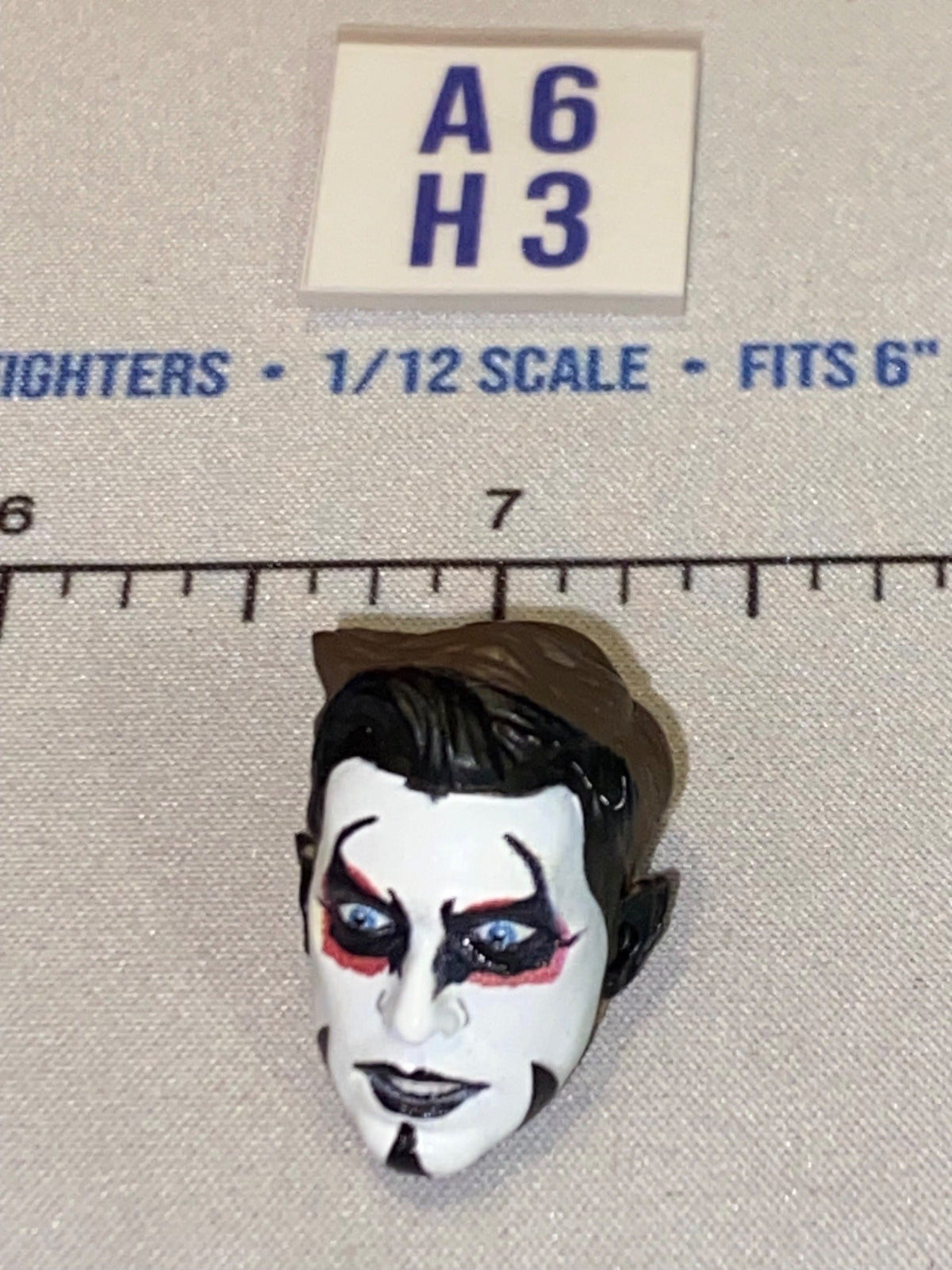 1/12 Scale Male Head Sculpt with Dark Hair and Face Paint - Horror