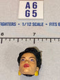 1/12 Scale Marvel Legends Modern Female Head Sculpt with Yellow Earrings - Dark Hair Red Lips