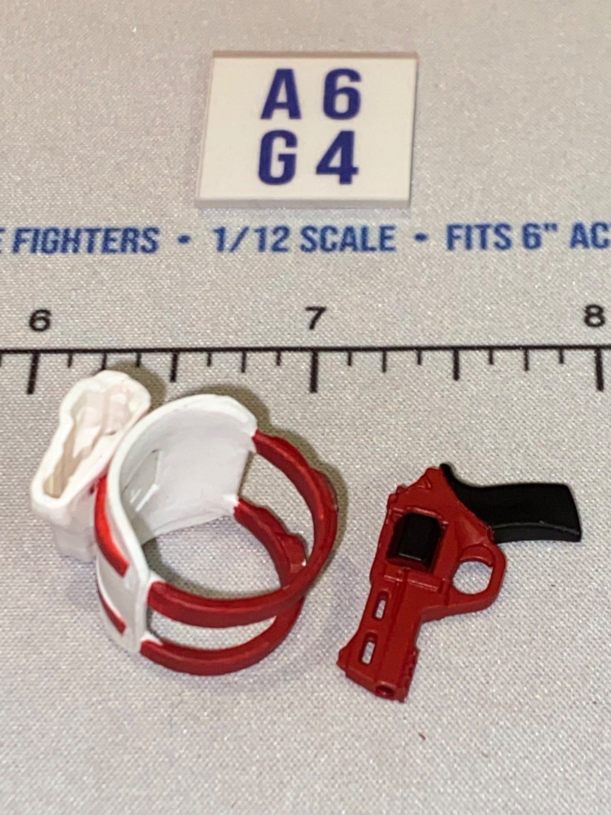 1/12 Scale Modern Era Revolver and Holster - White and Red - Valaverse