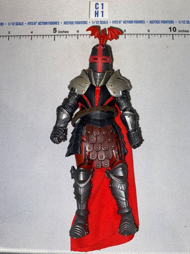 1/12 Scale Four Horsemen - Mythic Legions Medieval Dark Crusader Knight Action Figure with Red Cape and Dragon Crest Helmet