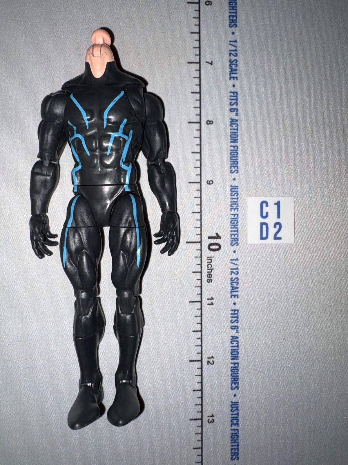1/12 Scale Marvel Legends Superhero Action Figure - Black Suit with Blue Energy Details