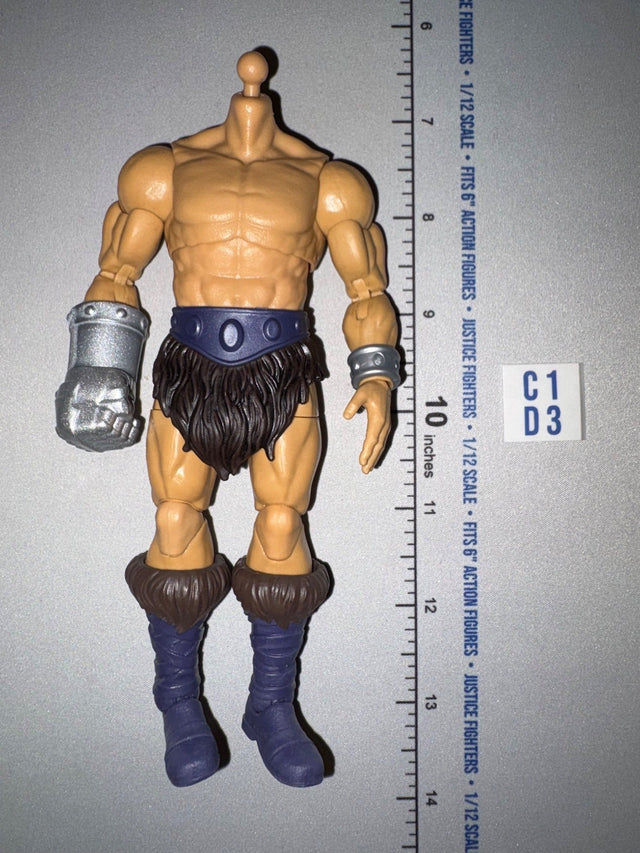 1/12 Scale He Man Barbarian Action Figure Body - Headless - Blue Belt and Boots with Fur Loincloth and Gauntlet
