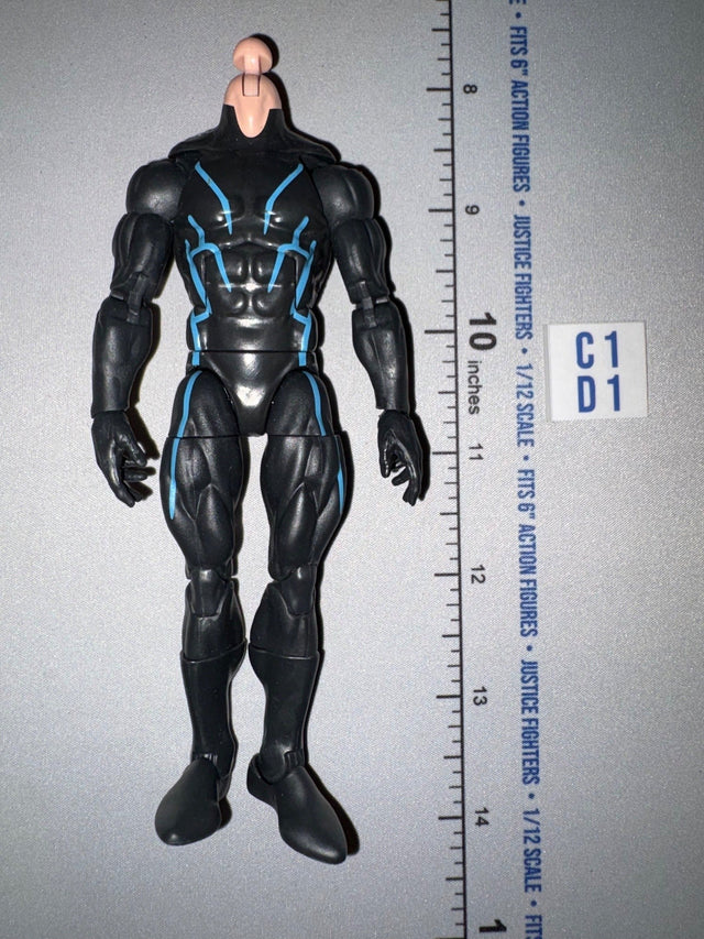 1/12 Scale Marvel Legends Superhero Action Figure - Black Suit with Blue Energy Details - Headless