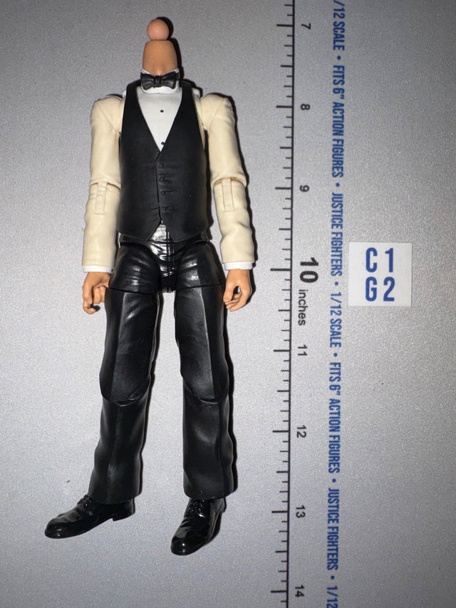 1/12 Scale Modern Era Male Civilian Action Figure Body - Headless in Tuxedo with Bow Tie