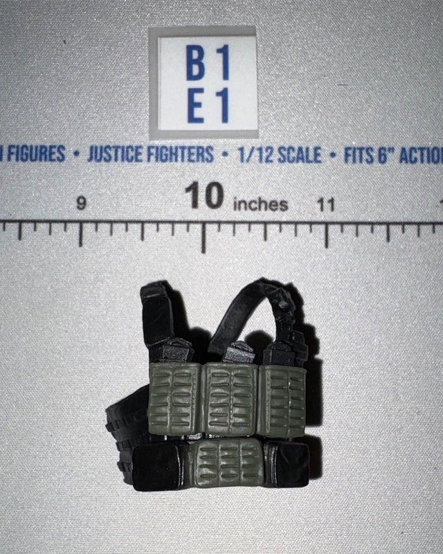1/12 Scale Modern Era Olive Drab and Black Tactical Chest Rig with Ammunition Pouches - Valaverse