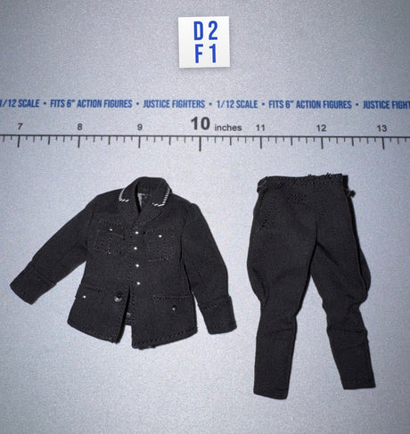 1/12 Scale WWII German Black Uniform Jacket and Breeches Set - WWII German SS Honor Guard Archard - DID 3R TG80005