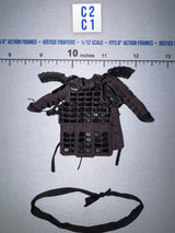 1/12 Scale Medieval Japanese Samurai Armor Chest Piece with Shoulder Guards - Japan Sengoku Soldier (Black) - DiD XJ80017A