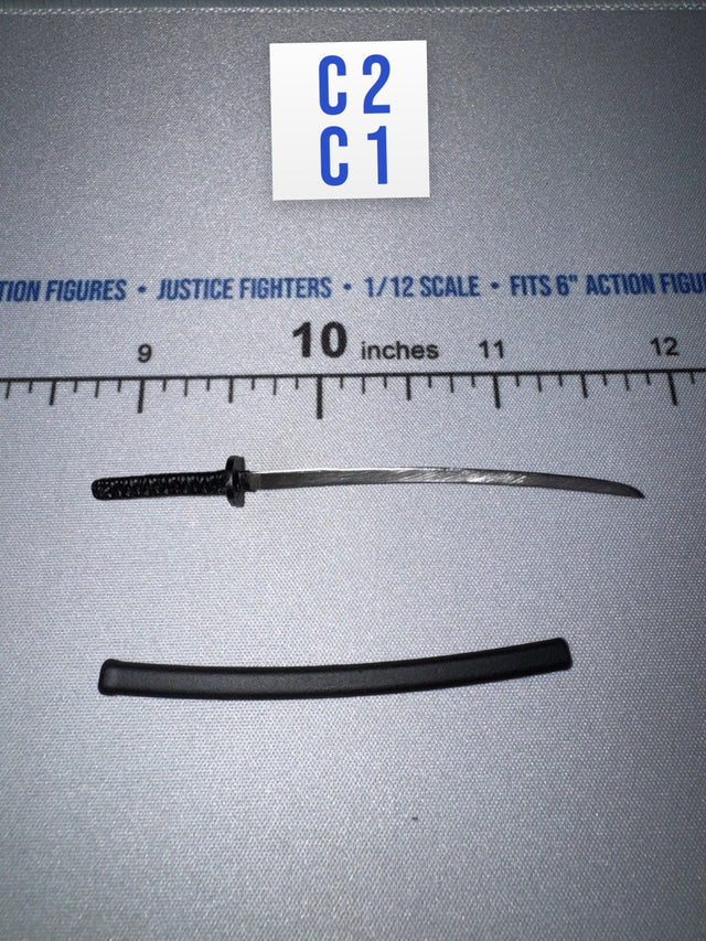 1/12 Scale Medieval Era Metal Katana with Scabbard - Japan Sengoku Soldier (Black) - DiD XJ80017A