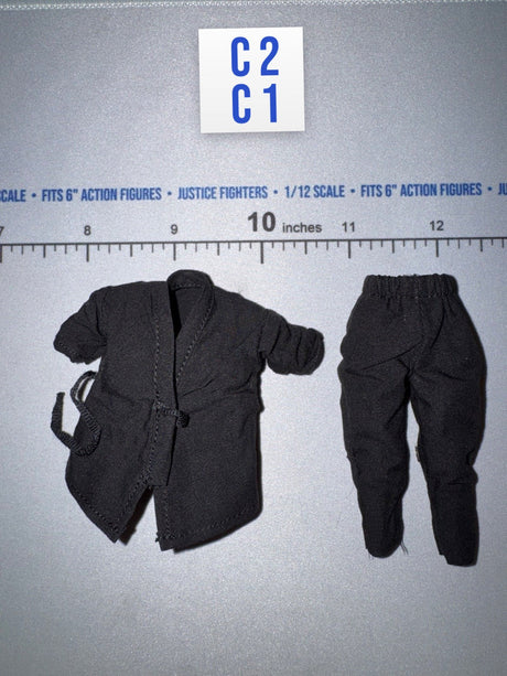 1/12 Scale Medieval Era Ninja Uniform Set - Japan Sengoku Soldier (Black) - DiD XJ80017A