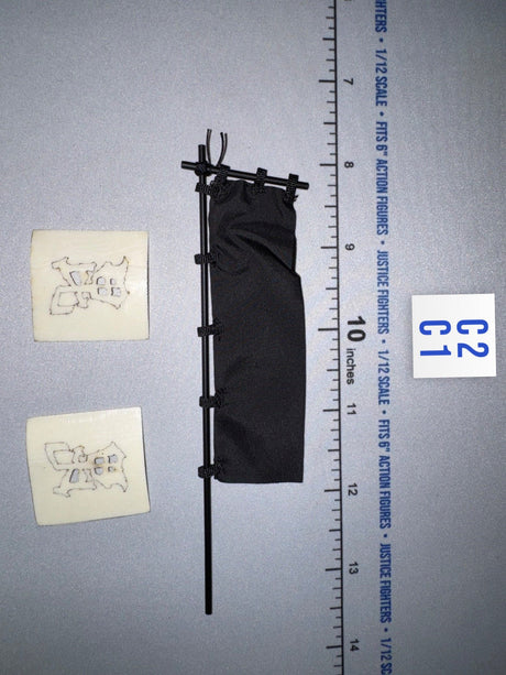 1/12 Scale Medieval Japanese Sashimono Banner - Japan Sengoku Soldier (Black) - DiD XJ80017A DiD