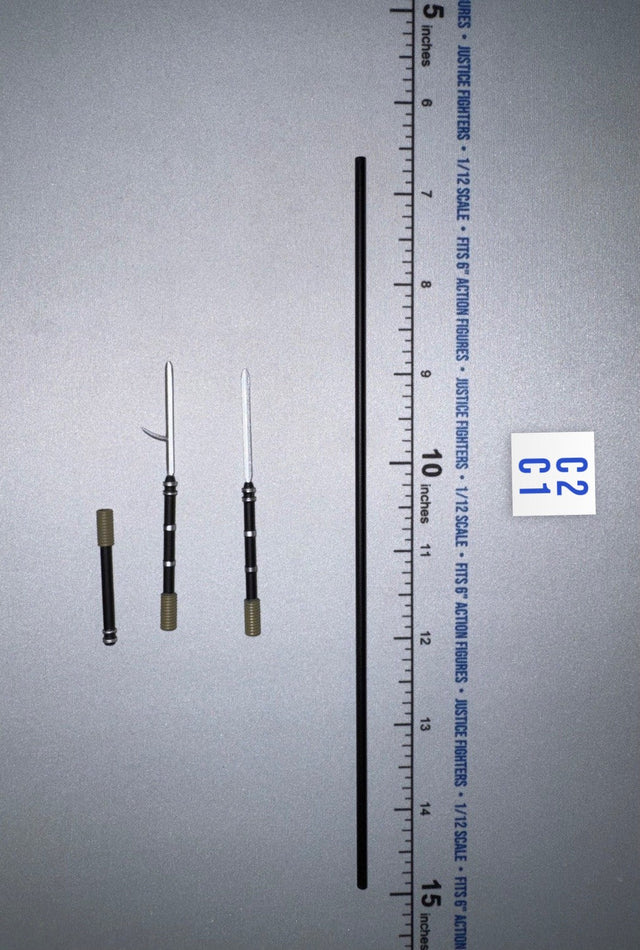 1/12 Scale Medieval Japanese Metal Yari Spear - Japan Sengoku Soldier (Black) - DiD XJ80017A