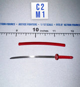 1/12 Scale Medieval Era Metal Katana with Scabbard - Japan Sengoku Soldier (Red) - DiD XJ80016A