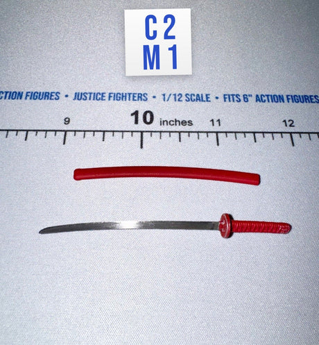 1/12 Scale Medieval Era Metal Katana with Scabbard - Japan Sengoku Soldier (Red) - DiD XJ80016A