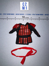 1/12 Scale Medieval Japanese Samurai Armor Chest Piece with Sash - Japan Sengoku Soldier (Red) - DiD XJ80016A