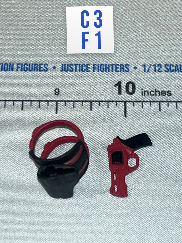 1/12 Scale Modern Era Revolver / Holster Leg Straps - Pandora (Black) Valaverse